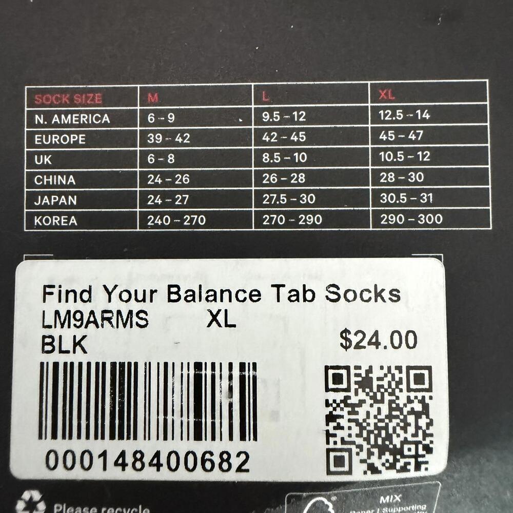 NWT Lululemon Find Your Balance Studio Tab Sock Black XL - Picture 6 of 8